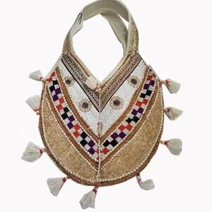 Reclaimed Fabric Indian shoulder purse Gypsy Boho Hippy Bucket Bag 17" X 28" NEW